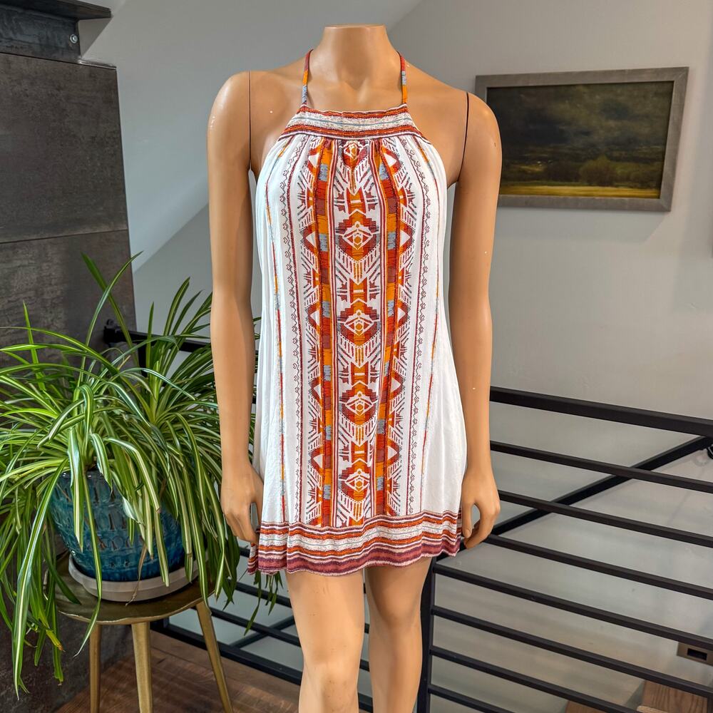 Urban Outfitters Ecote Gigi Mixed Print Aztec Boho T-Back Mini Dress - Medium